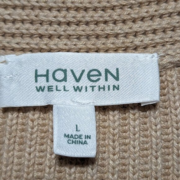 Haven Well Within Cashmere Blend V-neck Sweater Size Large Ribbed Knit Boxy - Picture 8 of 12